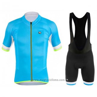 2017 Abbigliamento Ciclismo Giordana Silver Line Celeste Manica Corta e Salopette