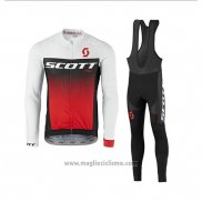 2017 Abbigliamento Ciclismo Scott Bianco e Rosso Manica Lunga e Salopette