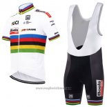 2017 Abbigliamento Ciclismo UCI Mondo Campione Boels Dolmans Bianco Manica Corta e Salopette