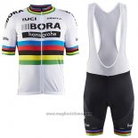 2017 Abbigliamento Ciclismo UCI Mondo Campione Bora Bianco Manica Corta e Salopette