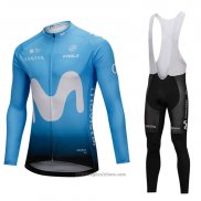 2018 Abbigliamento Ciclismo Movistar Blu Manica Lunga e Salopette