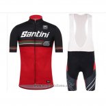 2018 Abbigliamento Ciclismo Santini Rosso Nero Manica Corta e Salopette