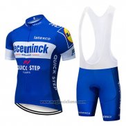 2019 Abbigliamento Ciclismo Deceuninck Quick Step Blu Bianco Manica Corta e Salopette