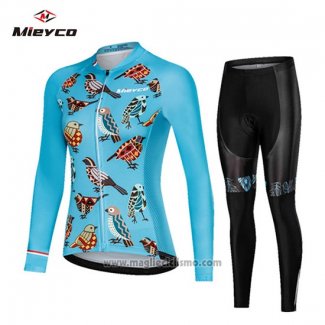 2019 Abbigliamento Ciclismo Donne Mieyco Celeste Manica Lunga e Salopette