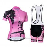 2019 Abbigliamento Ciclismo Donne Weimostar Rosa Manica Corta e Salopette