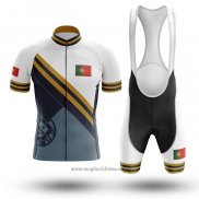 2020 Abbigliamento Ciclismo Campione Portugal Azzurro Giallo Manica Corta e Salopette