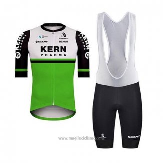 2020 Abbigliamento Ciclismo Kern Pharma Bianco Verde Nero Manica Corta e Salopette