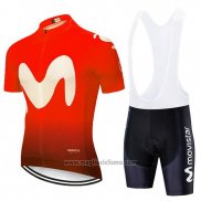 2020 Abbigliamento Ciclismo Movistar Nero Rosso Manica Corta e Salopette