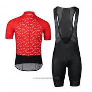 2020 Abbigliamento Ciclismo POC Rosso Nero Manica Corta e Salopette