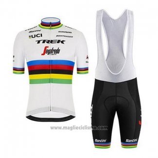 2020 Abbigliamento Ciclismo UCI Mondo Campione Trek Segafredo Manica Corta e Salopette