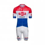 2022 Abbigliamento Ciclismo Alpecin Fenix Rosso Bianco Blu Manica Corta e Salopette