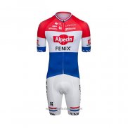 2022 Abbigliamento Ciclismo Alpecin Fenix Rosso Bianco Blu Manica Corta e Salopette