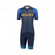 2022 Abbigliamento Ciclismo Scott Blu Giallo Manica Corta e Salopette