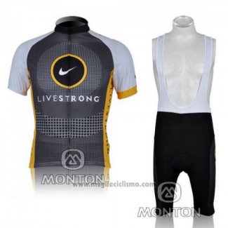 2010 Abbigliamento Ciclismo Livestrong Giallo e Grigio Manica Corta e Salopette