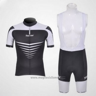 2011 Abbigliamento Ciclismo Santini Nero Manica Corta e Salopette