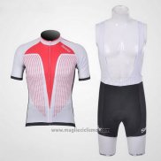 2011 Abbigliamento Ciclismo Santini Rosso e Bianco Manica Corta e Salopette