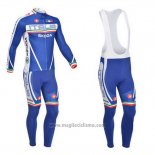 2013 Abbigliamento Ciclismo Castelli Bianco e Blu Manica Lunga e Salopette