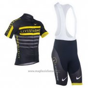 2013 Abbigliamento Ciclismo Livestrong Nero e Giallo Manica Corta e Salopette