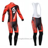 2013 Abbigliamento Ciclismo Scott Nero e Rosso Manica Lunga e Salopette