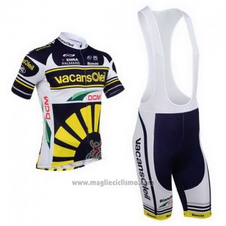 2013 Abbigliamento Ciclismo Vacansoleil Giallo e Nero Manica Corta e Salopette