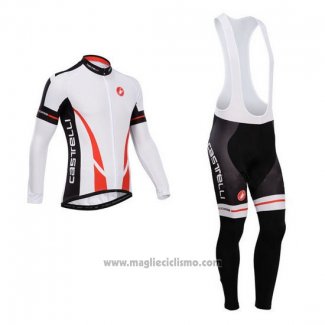 2014 Abbigliamento Ciclismo Castelli Bianco e Nero Manica Lunga e Salopette