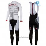 2016 Abbigliamento Ciclismo Donne Castelli Bianco e Rosso Manica Lunga e Salopette