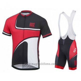 2016 Abbigliamento Ciclismo Rose Rosso e Nero Manica Corta e Salopette