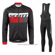 2016 Abbigliamento Ciclismo Scott Rosso e Nero Manica Lunga e Salopette