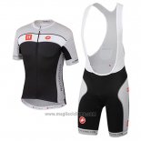 2017 Abbigliamento Ciclismo Castelli 3t Grigio e Nero Manica Corta e Salopette