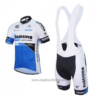 2017 Abbigliamento Ciclismo Stolting Bianco e Blu Manica Corta e Salopette