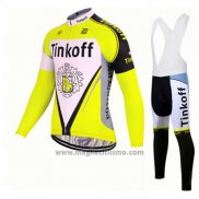 2017 Abbigliamento Ciclismo Tinkoff Giallo Manica Lunga e Salopette