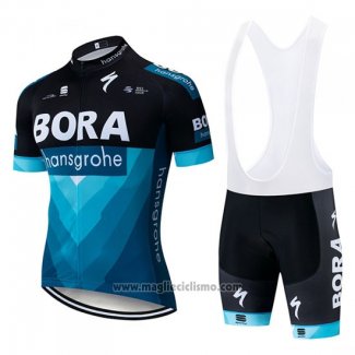 2019 Abbigliamento Ciclismo Bora Nero Blu Manica Corta e Salopette