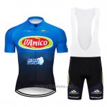 2019 Abbigliamento Ciclismo D'Amico Blu Bianco Manica Corta e Salopette