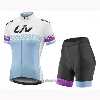 2019 Abbigliamento Ciclismo Donne Liv Bianco Blu Manica Corta e Salopette