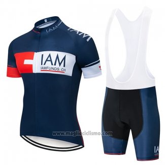 2019 Abbigliamento Ciclismo IAM Blu Scuro Manica Corta e Salopette