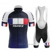 2020 Abbigliamento Ciclismo Campione Francia Blu Bianco Rosso Manica Corta e Salopette