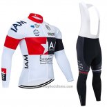 2020 Abbigliamento Ciclismo IAM Bianco Rosso Nero Manica Lunga e Salopette
