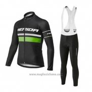 2020 Abbigliamento Ciclismo Merida Nero Verde Manica Lunga e Salopette