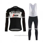 2020 Abbigliamento Ciclismo Trek Segafredo Nero Bianco Manica Lunga e Salopette