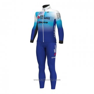 2022 Abbigliamento Ciclismo Bike Exchange Blu Bianco Manica Lunga e Salopette