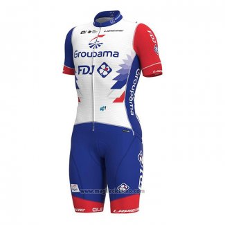 2022 Abbigliamento Ciclismo Groupama-FDJ Bianco Manica Corta e Salopette