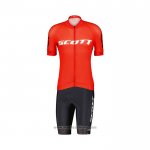 2022 Abbigliamento Ciclismo Scott Rosso Bianco Manica Corta e Salopette