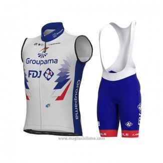 2022 Gilet Antivento Groupama-FDJ Bianco Blu Manica Corta e Salopette