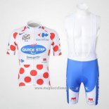 2010 Abbigliamento Ciclismo Quick Step Floor Lider Rosso e Bianco Manica Corta e Salopette