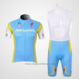 2012 Abbigliamento Ciclismo Astana Azzurro Manica Corta e Salopette