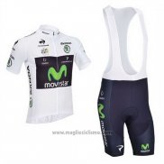2013 Abbigliamento Ciclismo Movistar Lider Bianco Manica Corta e Salopette