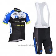 2014 Abbigliamento Ciclismo Netapp Nero e Blu Manica Corta e Salopette