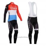 2014 Abbigliamento Ciclismo Trek Factory Racing Rosso e Bianco Manica Lunga e Salopette