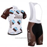 2015 Abbigliamento Ciclismo Ag2rla Marrone Manica Corta e Salopette