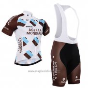 2015 Abbigliamento Ciclismo Ag2rla Marrone Manica Corta e Salopette